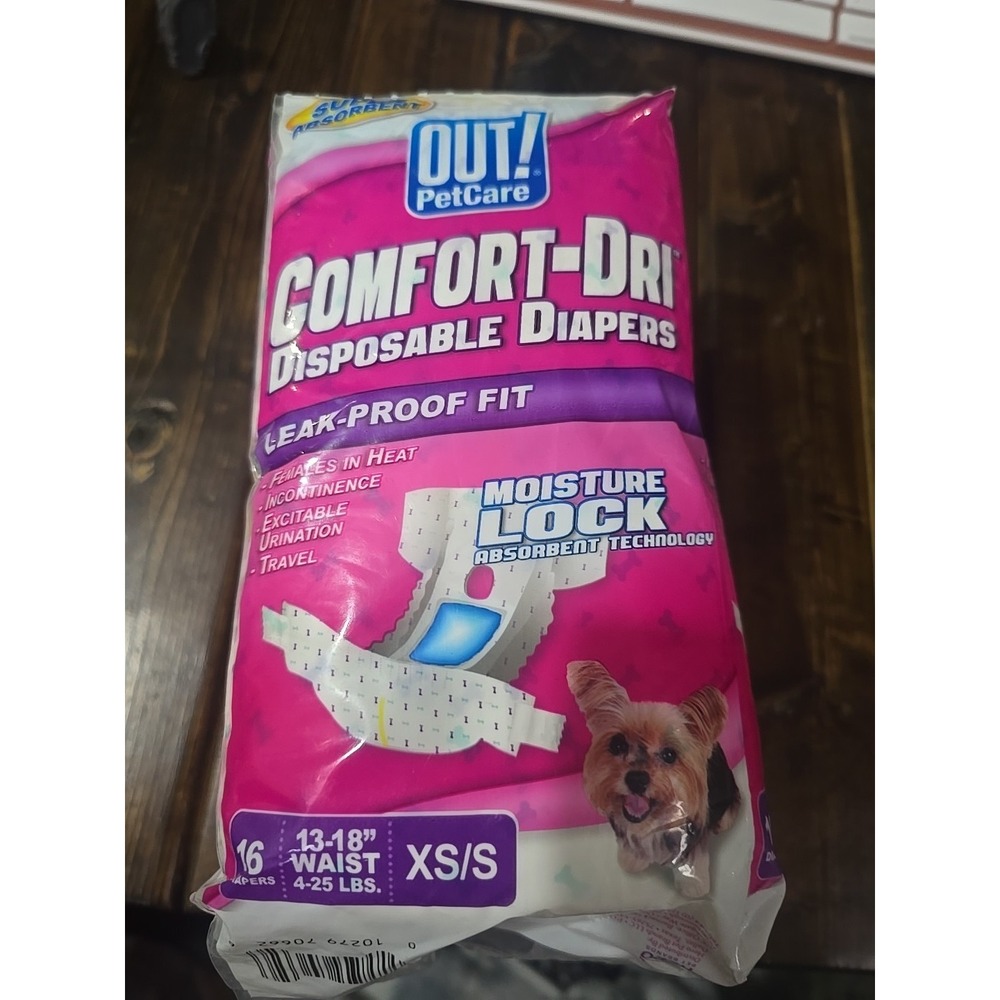 OUT! Petcare Disposable Dog Diapers for Female Dogs, Dog Heat Diapers 16 Count